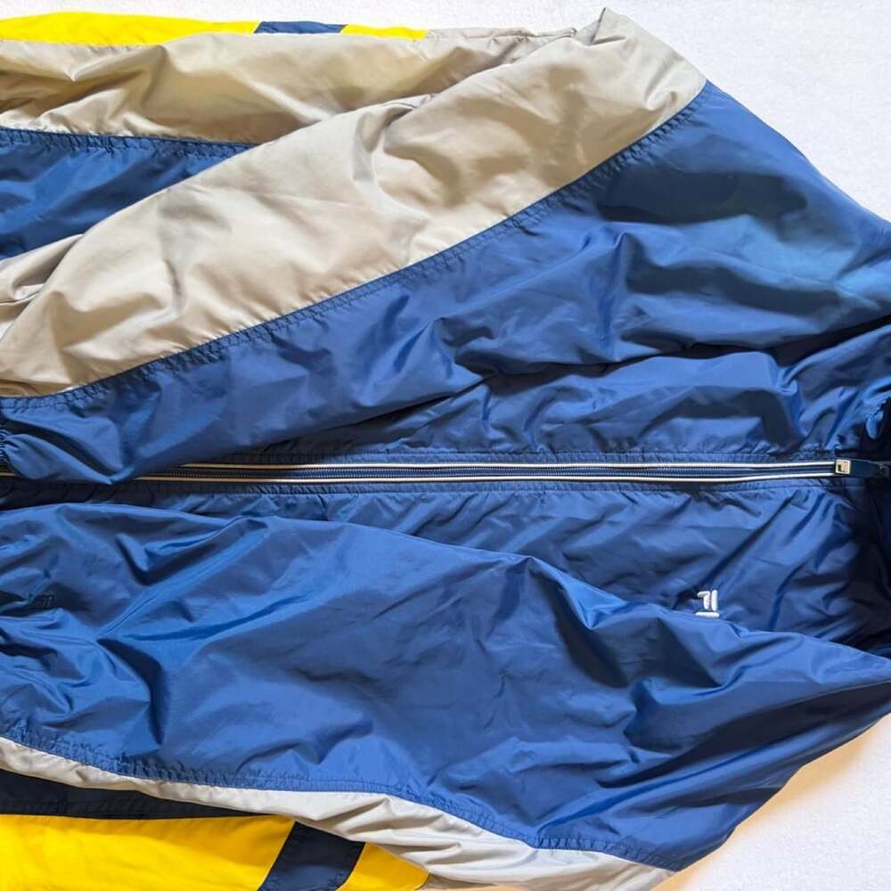 Vintage Fila Colorblocked Windbreaker Jacket Blue Beige Yellow Large